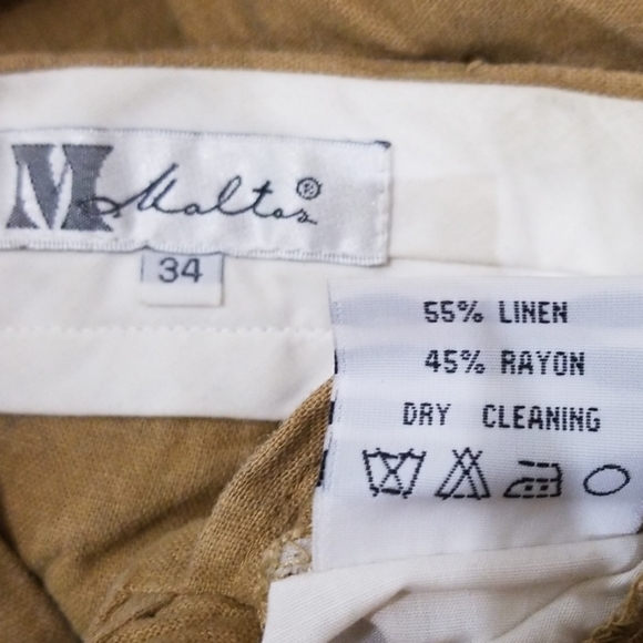 Maltos tan linen & rayon vintage dress slacks 34W - Picture 17 of 17